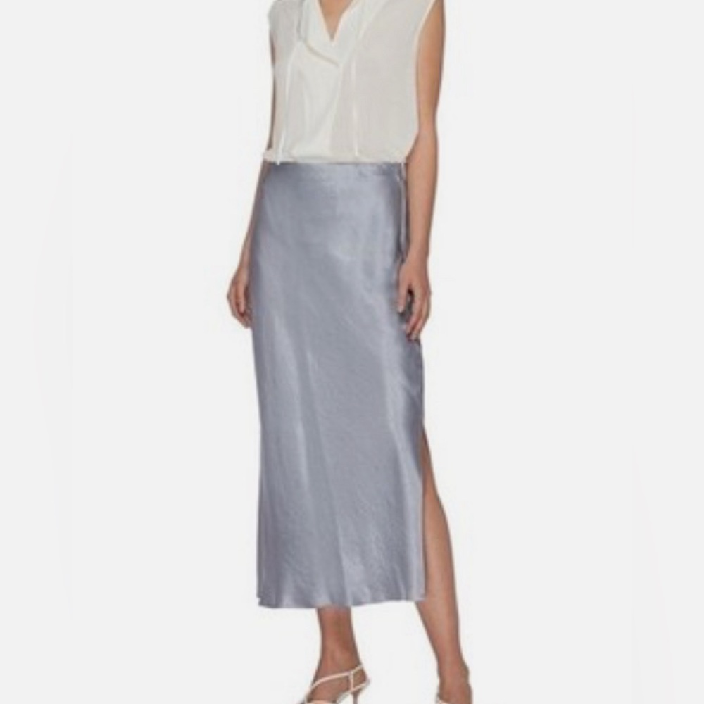 LIKE NEW Vince Side Slit Slip Skirt in Silver